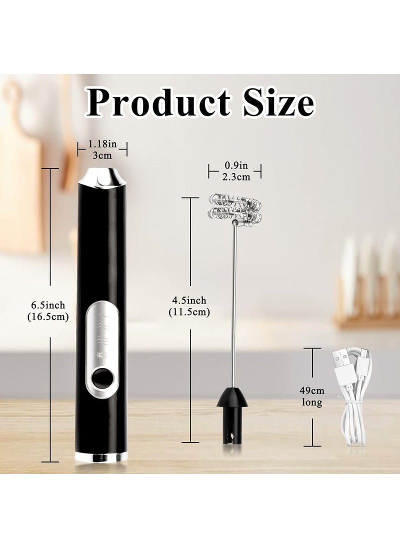 Rechargeable Handheld Milk Frother 3Speed Electric Foam Maker for Coffee with 2 Whisks and Coffee Decoration Tool Coffee Frother Mixer Standup