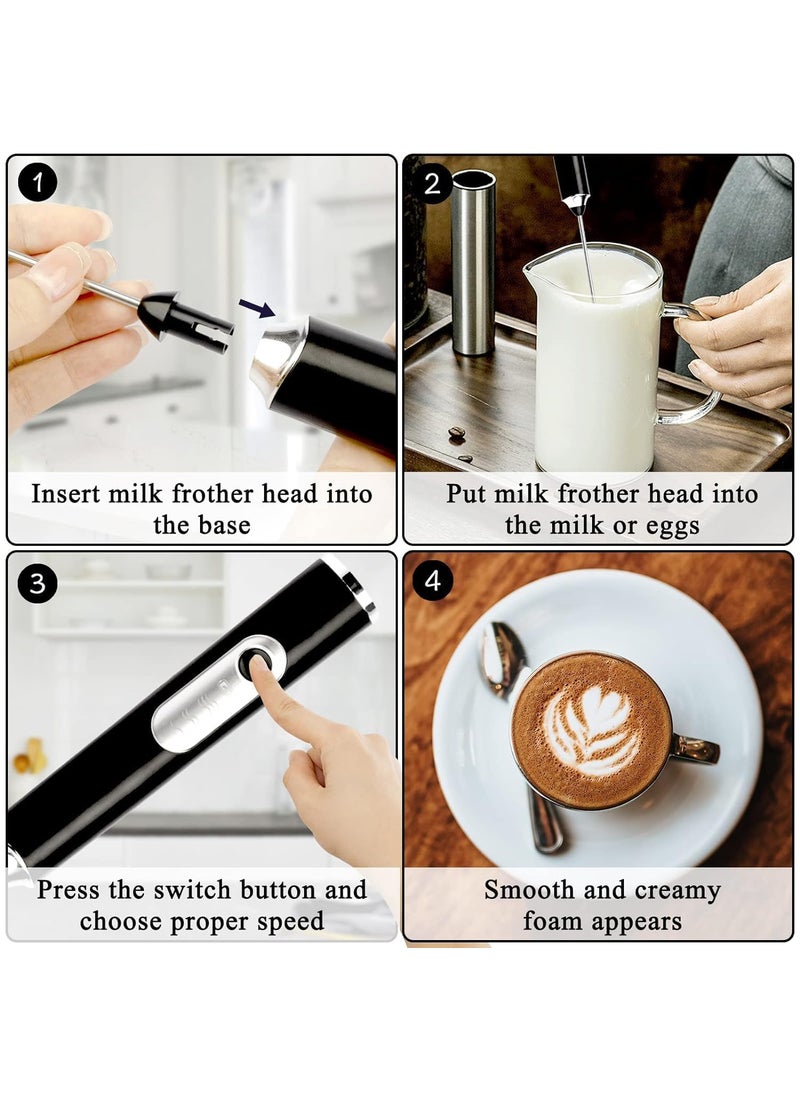 Rechargeable Handheld Milk Frother 3Speed Electric Foam Maker for Coffee with 2 Whisks and Coffee Decoration Tool Coffee Frother Mixer Standup