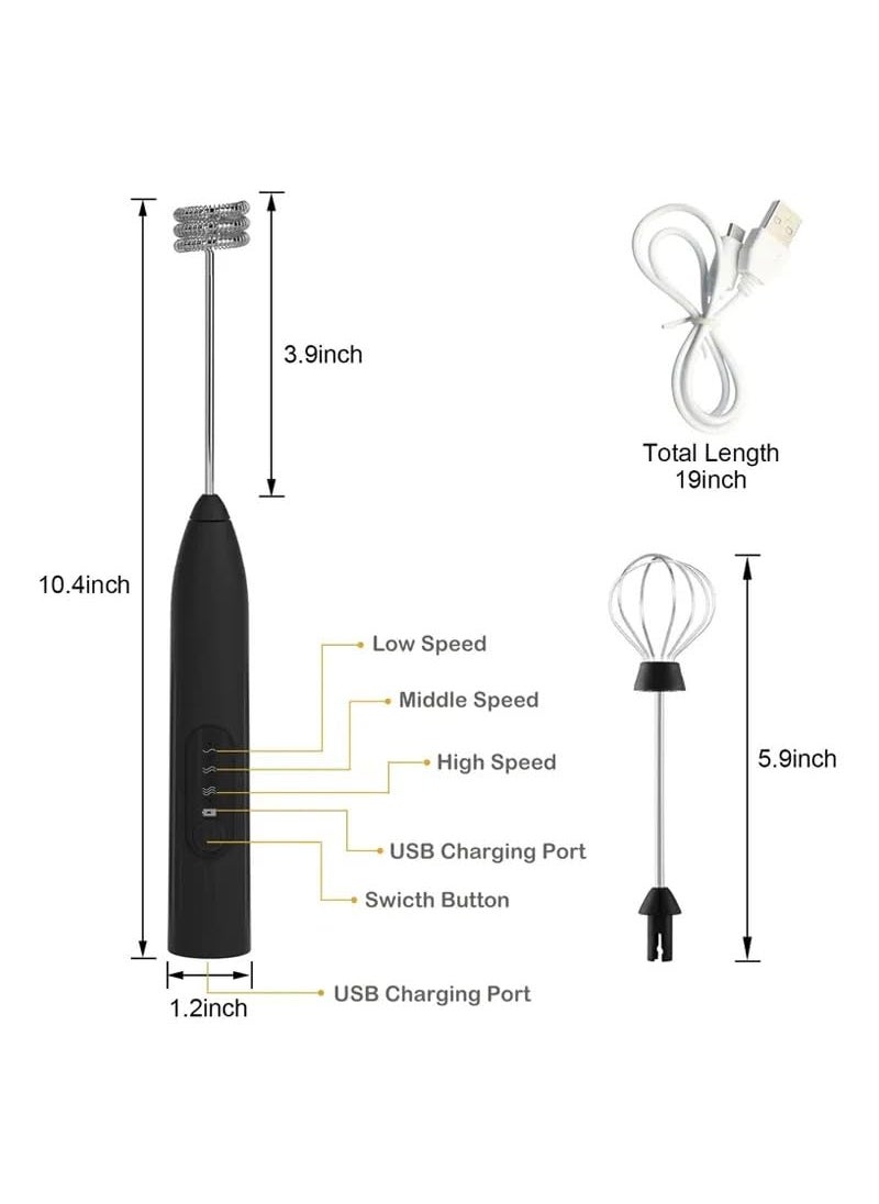 ANISTOLL Milk Frother Hand Blender Coffee Frother Electric Stainless Steel USB Rechargeable Milk Frother Suitable for Coffee Cappuccino Electric Blender Egg Hand Blender Whisker Electric Blender