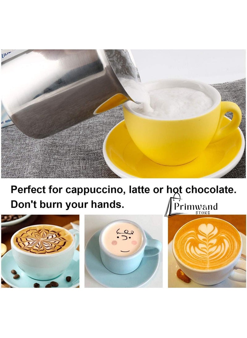 Primwand Stainless Steel Manual Milk Frother Hand Pump Foam Maker with Double Froth Pump for Hot Cold Coffee Lattes Cappuccinos