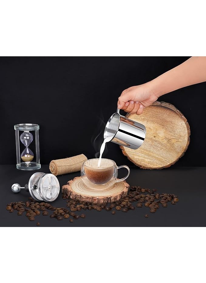 DZOVAGS Stainless Steel Milk Frother for Hot and Cold Coffee Coffee Foam Maker Double Froth Pump 400Ml