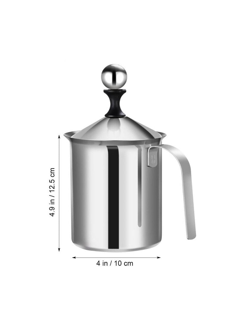 GALV Milk Frother Handheld Coffee Milk Frother Stainless Steel Double Froth Pumpers Manual Operated Milk Foam Maker for Cappuccino Coffee Hot Chocolate1 pcs125 x 10 cm