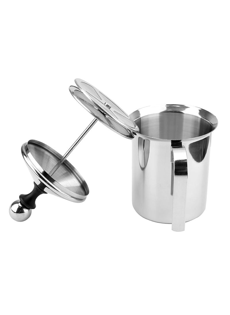 MVM Enterprise Milk Forther Coffee Milk Frother Steel Milk Frother for Hot and Cold Coffee Coffee Foam Maker Double Froth Pump 400Ml Manual Milk Froth