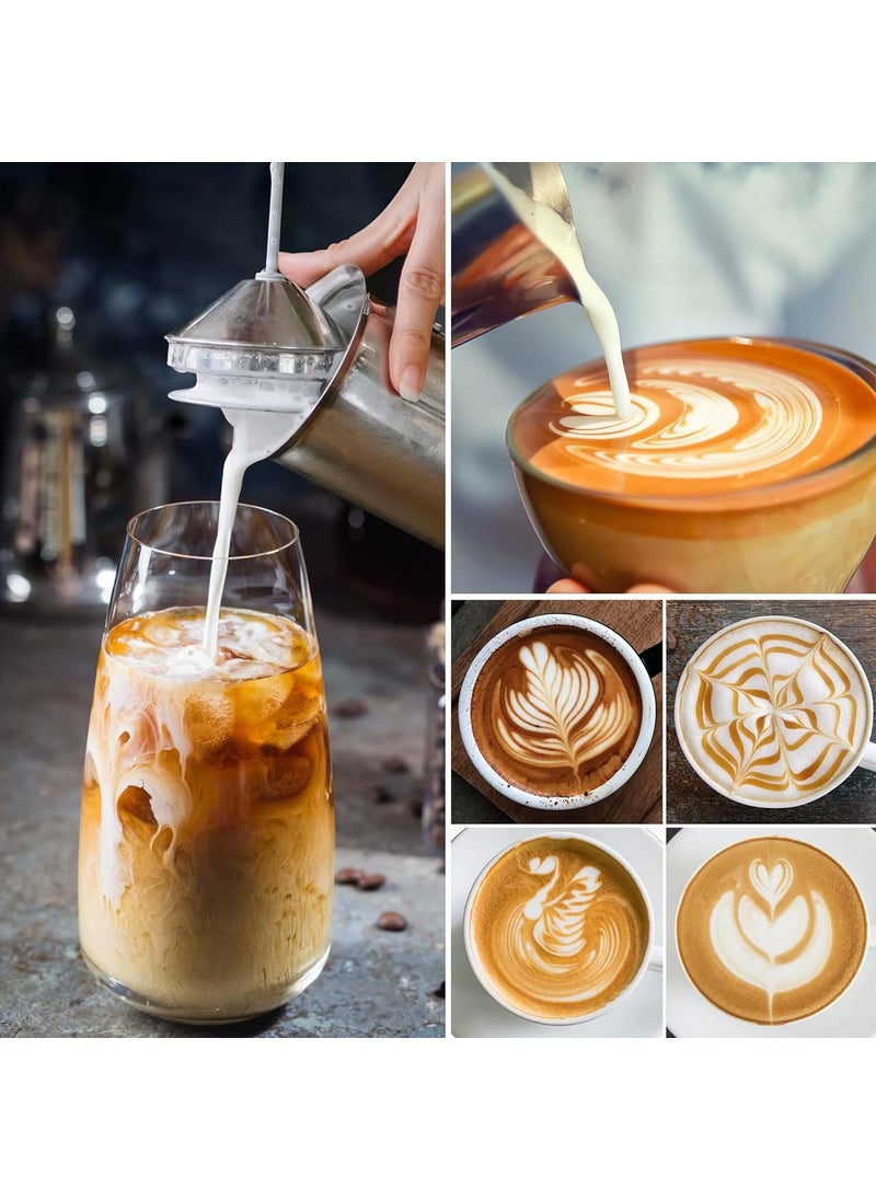 MVM Enterprise Milk Forther Coffee Milk Frother Steel Milk Frother for Hot and Cold Coffee Coffee Foam Maker Double Froth Pump 400Ml Manual Milk Froth
