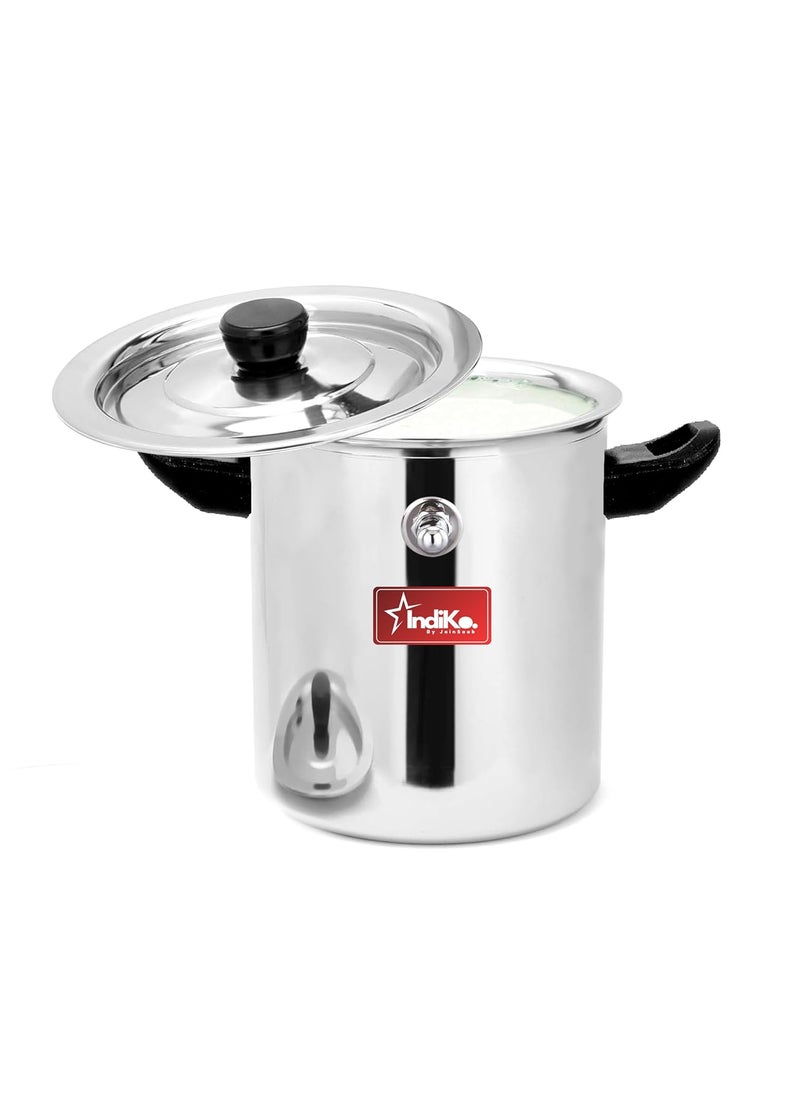 IndiKo 1 Litre Stainless Steel Double Wall Milk BoilerMilk PotMilk Cooker Premium with Handle Lid Knob Whistle Funnel 1 Litre Small
