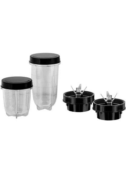 SilentPowerSunmeet Bullet Jars for Mixer Grinder Set of 2 530 ML 350 ML ABS Transparent Plastic Mixer Juicer Jar Black NMGF11
