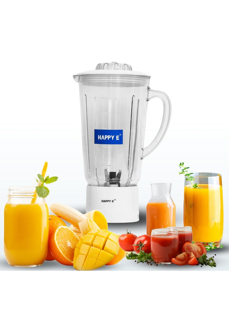 HAPPY E Juicer Mixer Grinder Blender Plastic Jar Mixer Jar 1500 ML White