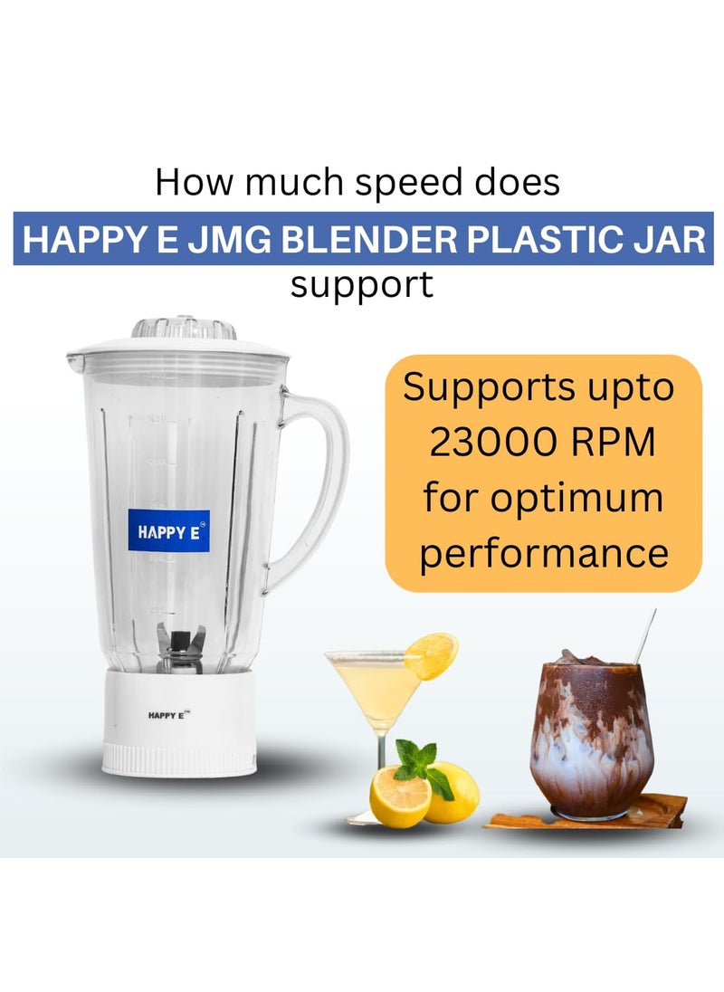 HAPPY E Juicer Mixer Grinder Blender Plastic Jar Mixer Jar 1500 ML White