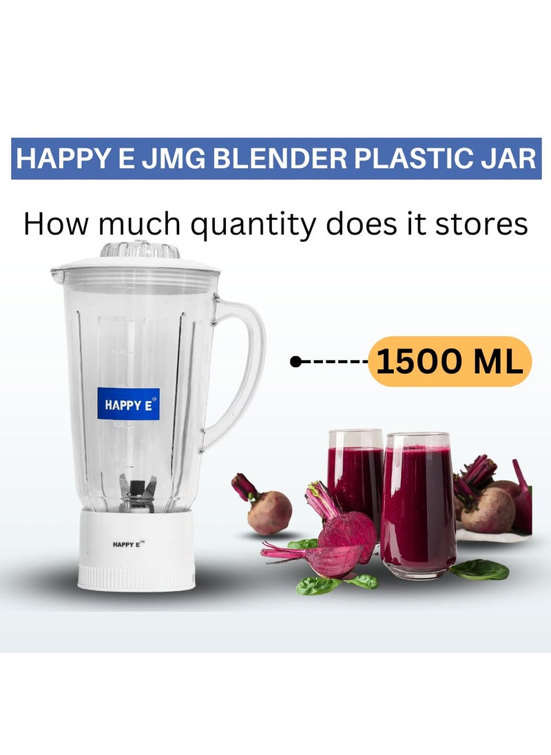 HAPPY E Juicer Mixer Grinder Blender Plastic Jar Mixer Jar 1500 ML White