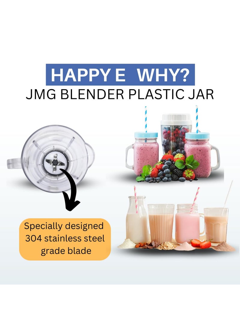 HAPPY E Juicer Mixer Grinder Blender Plastic Jar Mixer Jar 1500 ML White