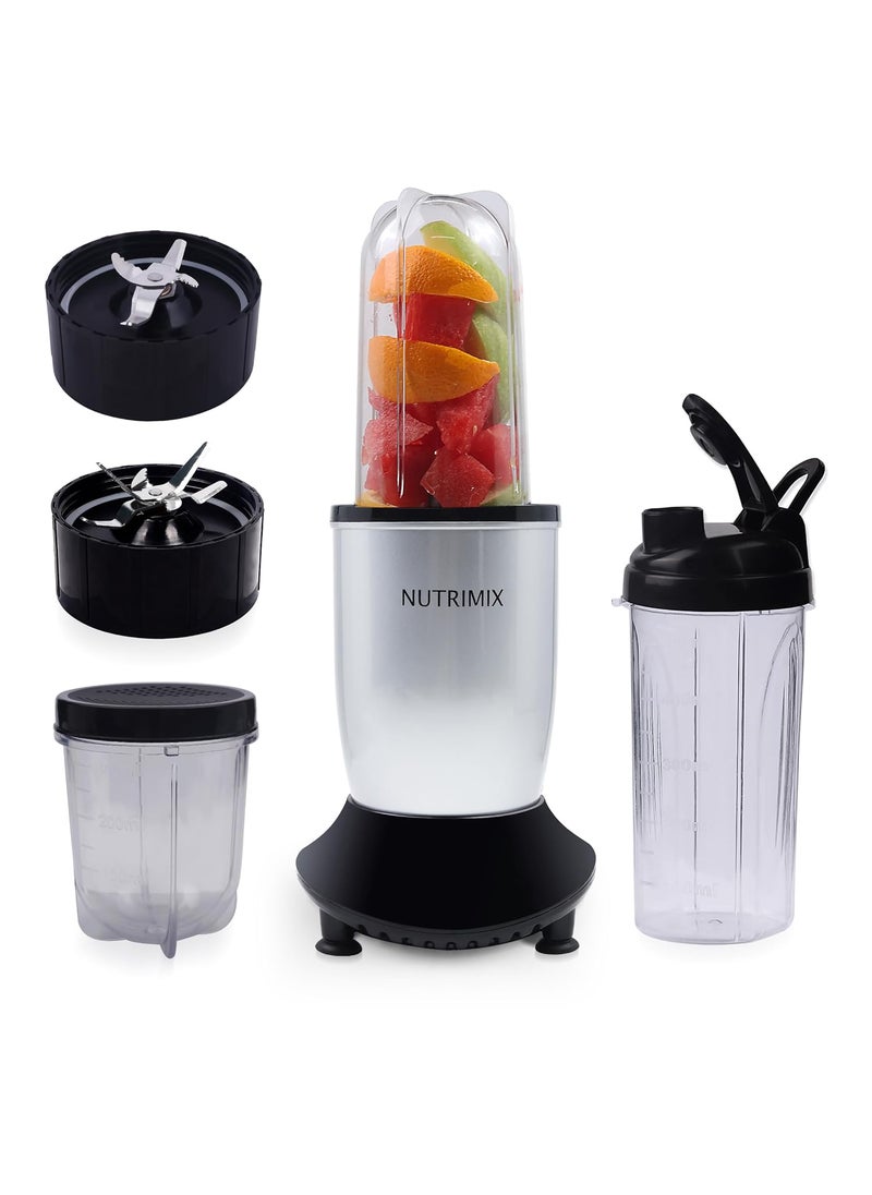 NutriMix Blender Mixer and Grinder Juicer Mixer Grinder 3 Jar 2 Blade 1 Sipper Cap for Smoothie Maker Blender Chopper 22000 RPM full copper Motor 500 Watts 2 Year WarrantyLidsSilver