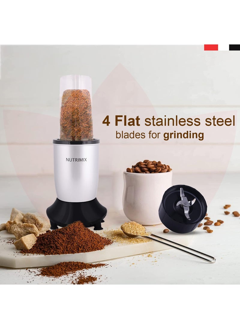 NutriMix Blender Mixer and Grinder Juicer Mixer Grinder 3 Jar 2 Blade 1 Sipper Cap for Smoothie Maker Blender Chopper 22000 RPM full copper Motor 500 Watts 2 Year WarrantyLidsSilver