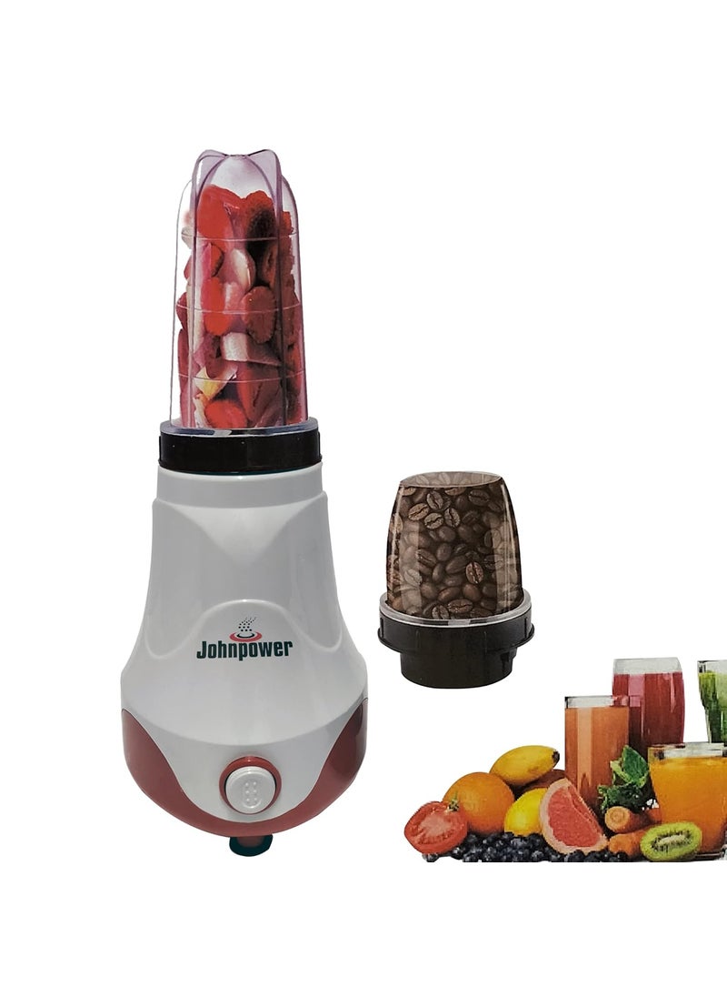 Johnpower John Nutri Mixer Blender DLX 500watt 2 Steel Jar White
