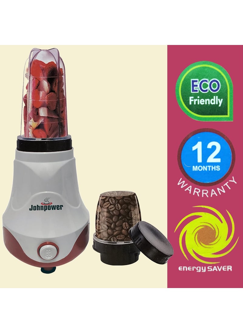 Johnpower John Nutri Mixer Blender DLX 500watt 2 Steel Jar White