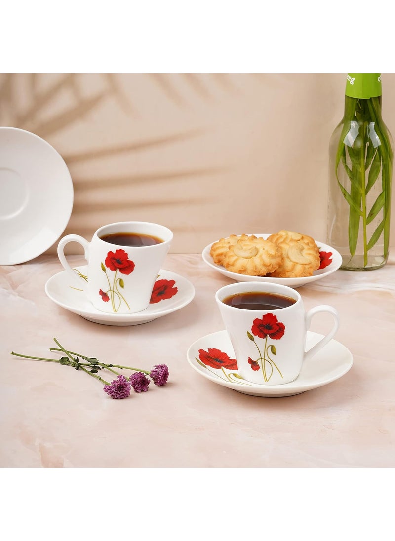 Dandy Lines Lara Red Poppy Cups and Saucers 50012 Pack of 12