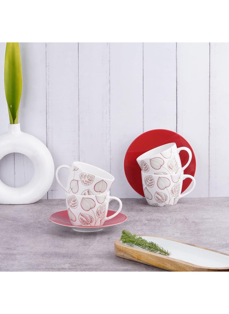 Dandy Lines Royal Red Spades 50037 Cups and Saucers Tea Cup and Saucer Set Mugs and Saucer Set for Tea CoffeePack of 12