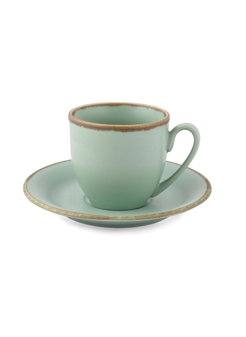 Hitkari Potteries Porcelain Crackled Matt Cup Saucer Set of 12Pc Morning Evening Tea Tea Cup Cup Plate Premium Design Crackled Green Matt1