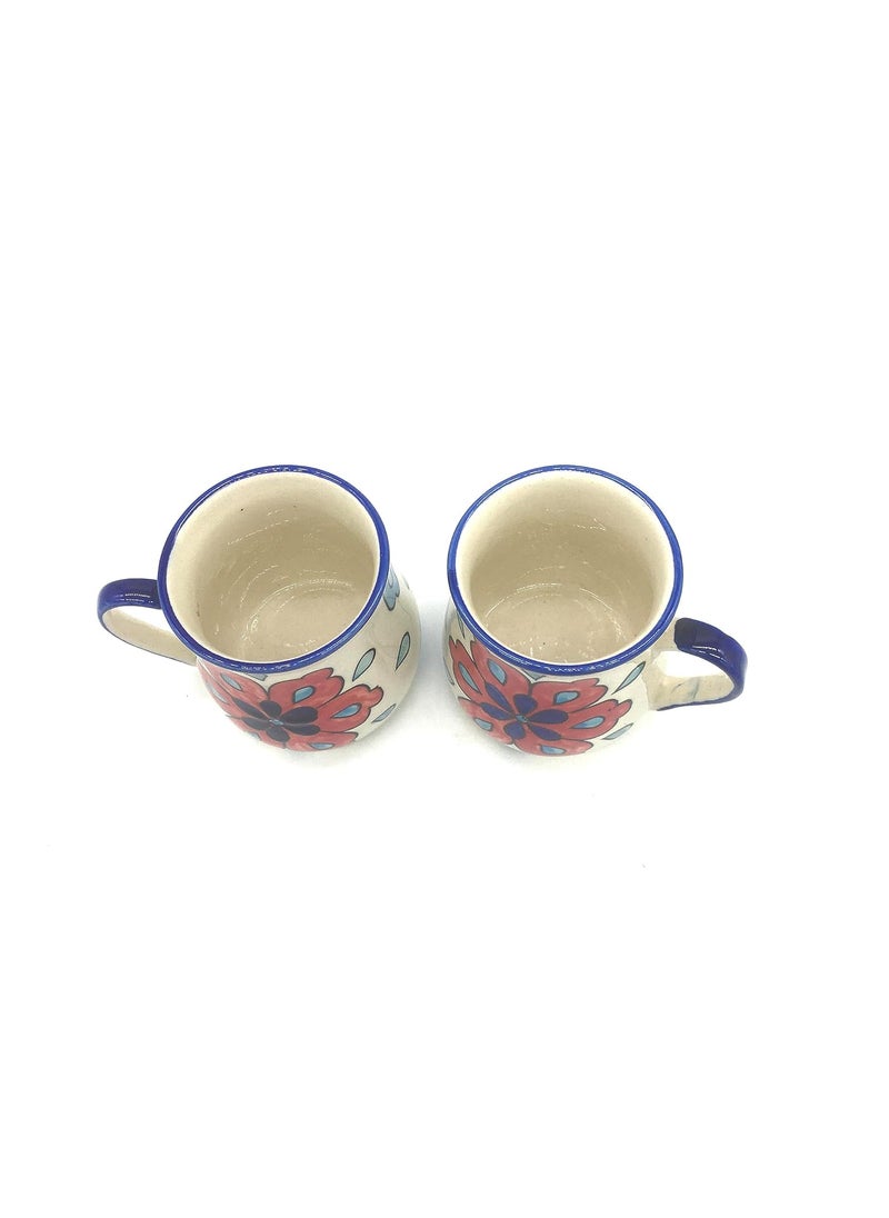 Master Piece Crafts Pink Floral HandPainted Microwave Safe Designer Tea Coffee Mugs in CeramicCeramic Milk Coffee Mugs Set of 2 Beverage Chai Cups Set Dinkware Tableware