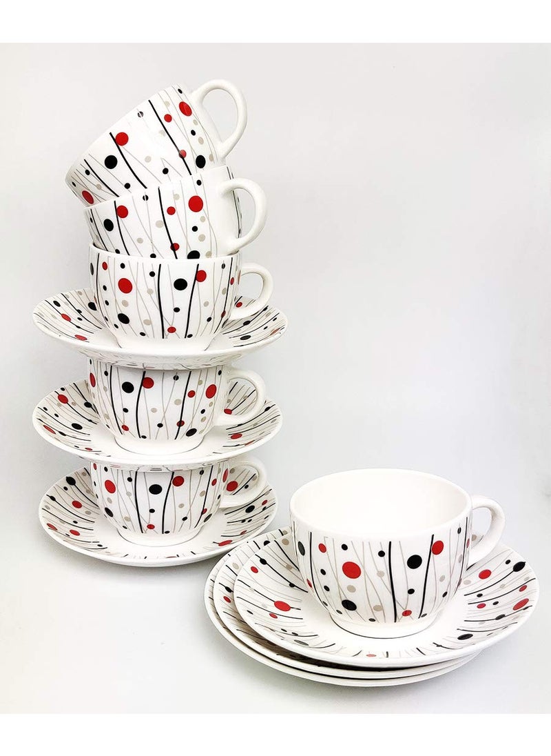 Dandy lines England by DATA Rani Cups and Saucers with Abstract Dots Tea Cup and Saucer Set Mugs and Saucers 51003 Pack of 12