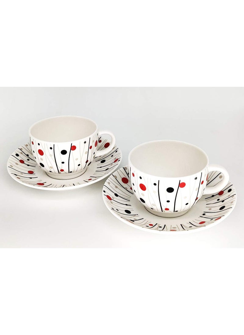 Dandy lines England by DATA Rani Cups and Saucers with Abstract Dots Tea Cup and Saucer Set Mugs and Saucers 51003 Pack of 12