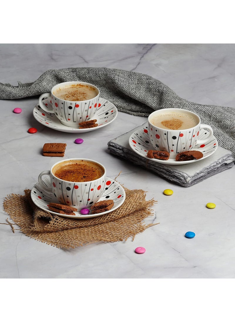 Dandy lines England by DATA Rani Cups and Saucers with Abstract Dots Tea Cup and Saucer Set Mugs and Saucers 51003 Pack of 12