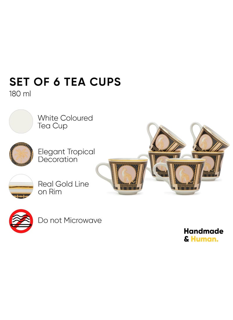 Shay Ceramic Tea Cups Set of 6 Luxe180ml Tea Cup Set of 6 Glossy Finish Premium Porcelain Tea Set Ceramic Tea Cup Small Cups for Tea The Step Tea Cups Luxe Multicolour