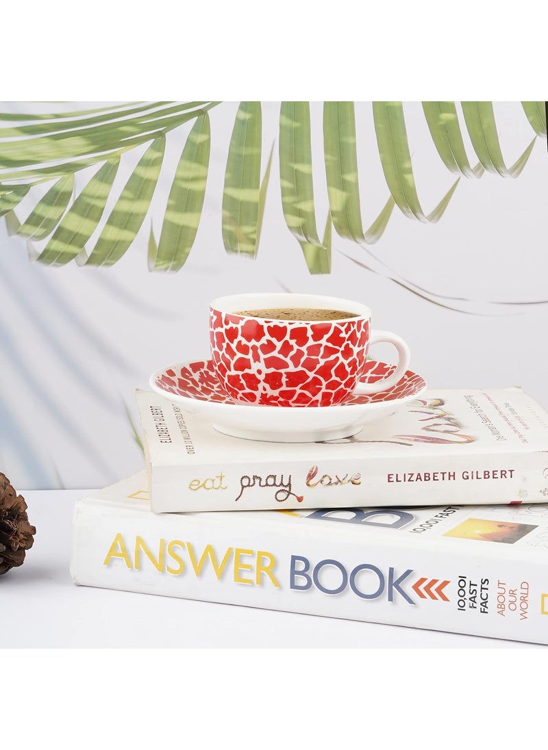 Dandy lines England by DATA Rani Cups and Saucers in Red Animal Print 51009 Pack of 12