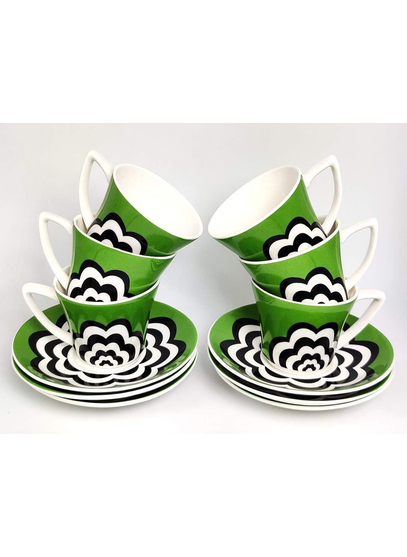 Dandy Lines Bone China Jenny Cups and Saucers 51016 Multicolor Pack of 12