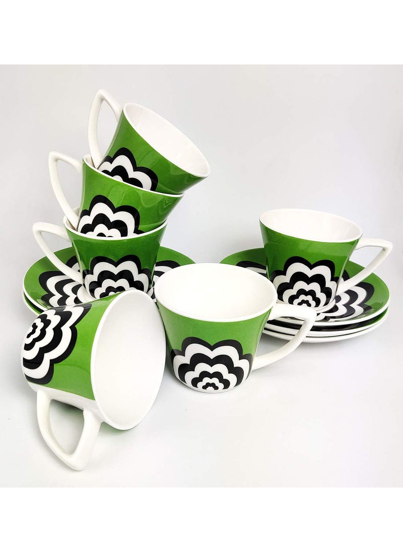Dandy Lines Bone China Jenny Cups and Saucers 51016 Multicolor Pack of 12
