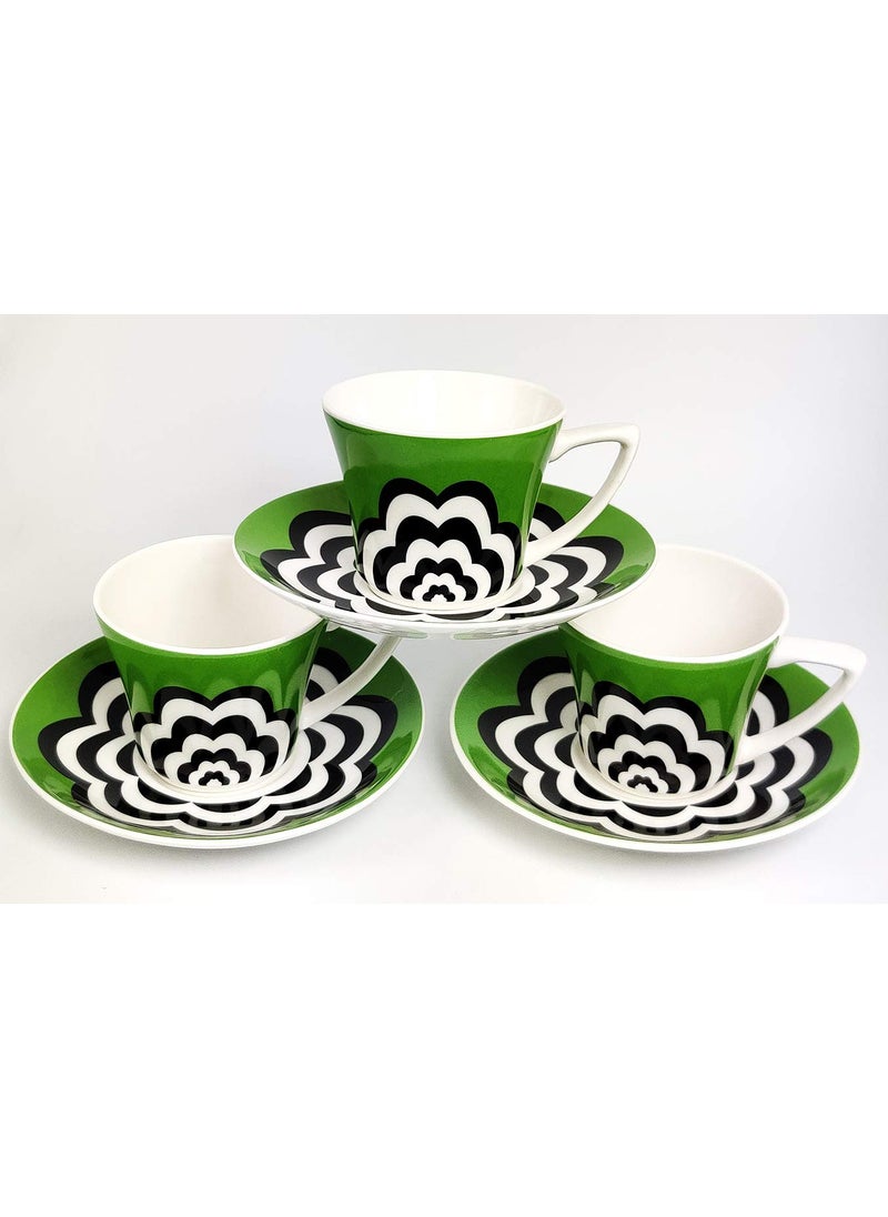 Dandy Lines Bone China Jenny Cups and Saucers 51016 Multicolor Pack of 12