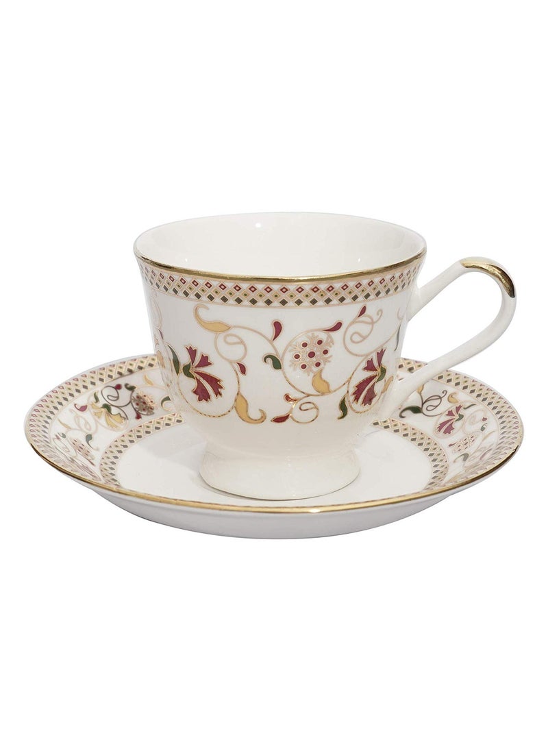 EEzra BP Bharat Uber Fine Bone China Cups Saucers Tea Set Pot Kettle for Coffee Tea Set of 15 Pcs Gold