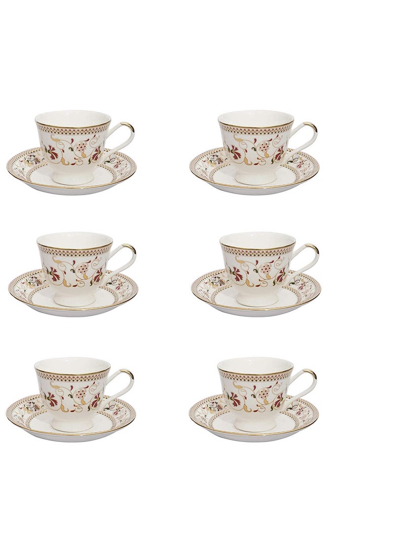 EEzra BP Bharat Uber Fine Bone China Cups Saucers Tea Set Pot Kettle for Coffee Tea Set of 15 Pcs Gold