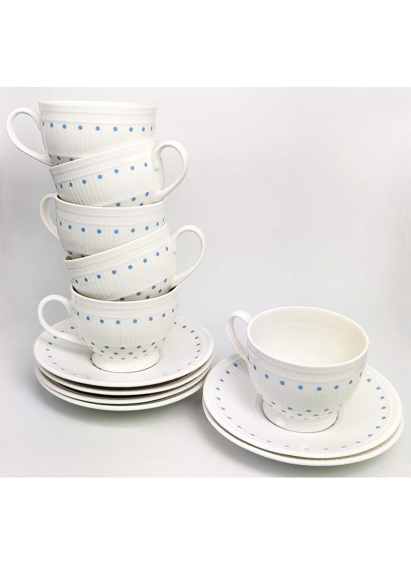 Dandy Lines Bone China Crown Tea Set Dots Blue Pack of 18