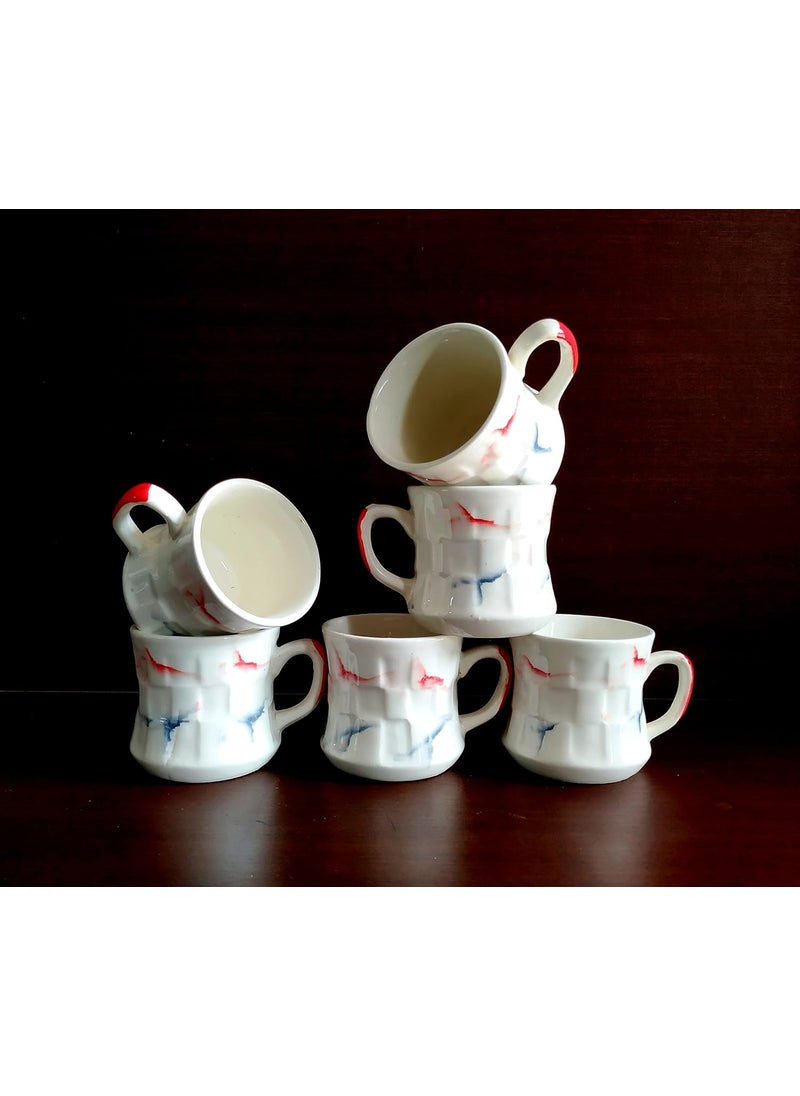MOODY PANDA Distinguished Cup Set of 6 Cup Set 150 ml Ceramic Tea Cups Multicolor Cups