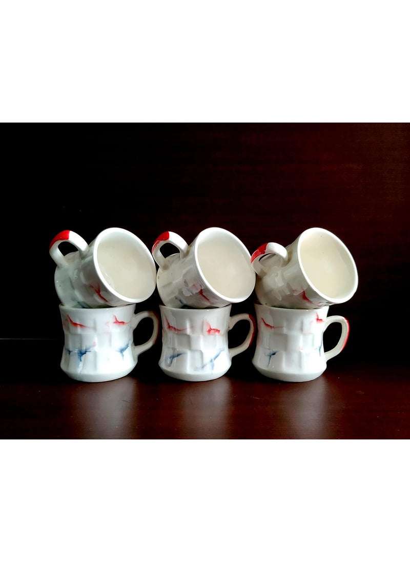 MOODY PANDA Distinguished Cup Set of 6 Cup Set 150 ml Ceramic Tea Cups Multicolor Cups