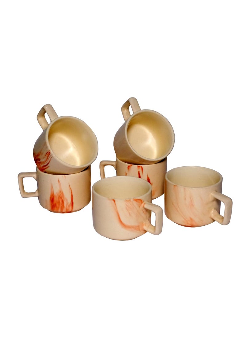 CHEENI MAATI Set of 6 Brown Ceramic Tea Cups 150ml Capacity 7cm Size Dishwasher Microwave Safe Matte Finish Ideal for Elegant Tea Moments