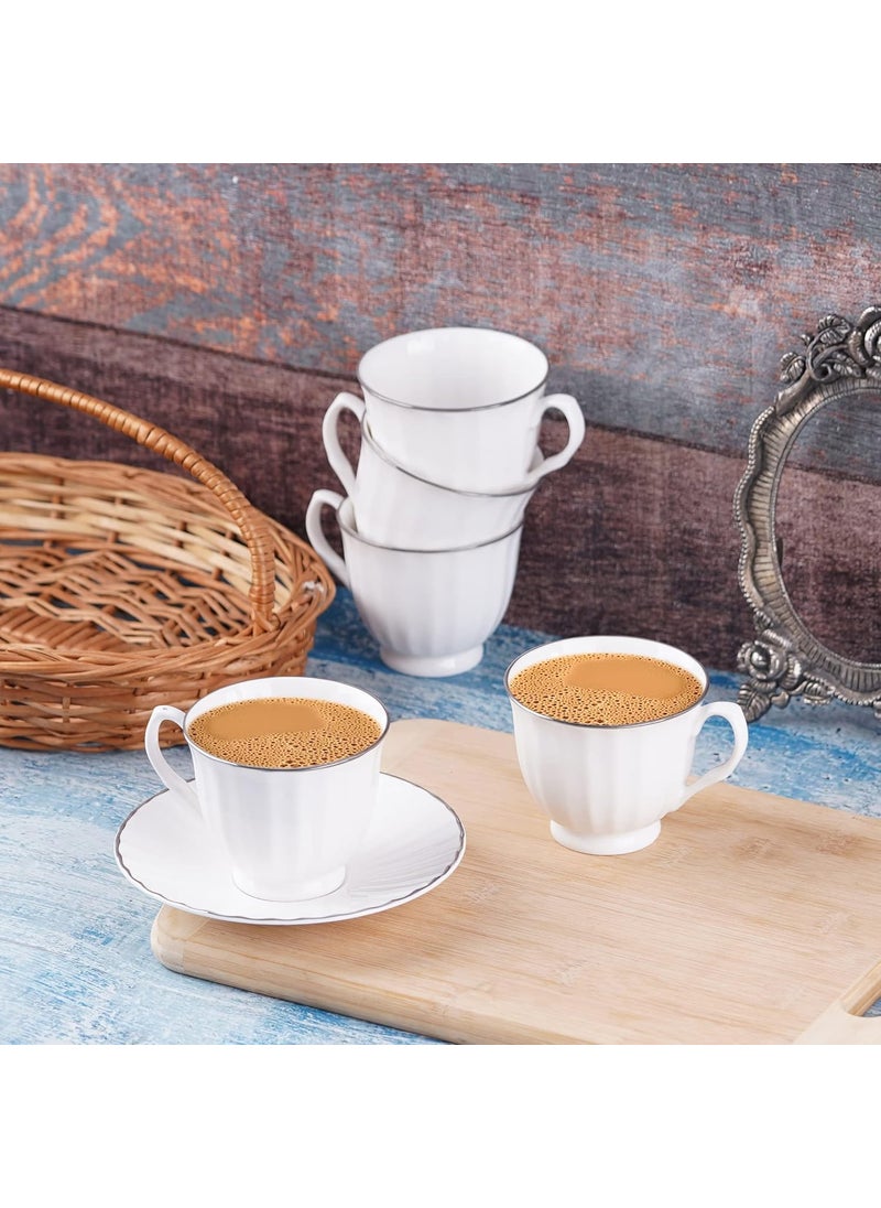 Dandy Lines Classic Cups and Saucers in Platinum 50005 Pack of 12