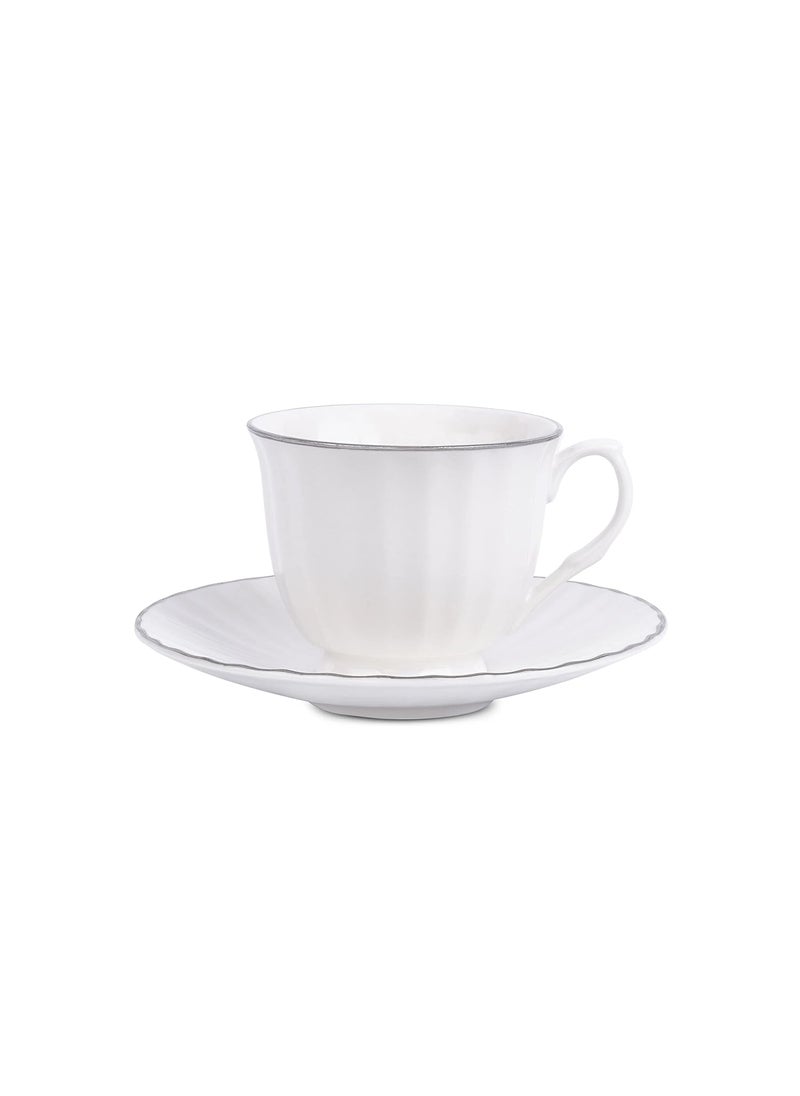 Dandy Lines Classic Cups and Saucers in Platinum 50005 Pack of 12