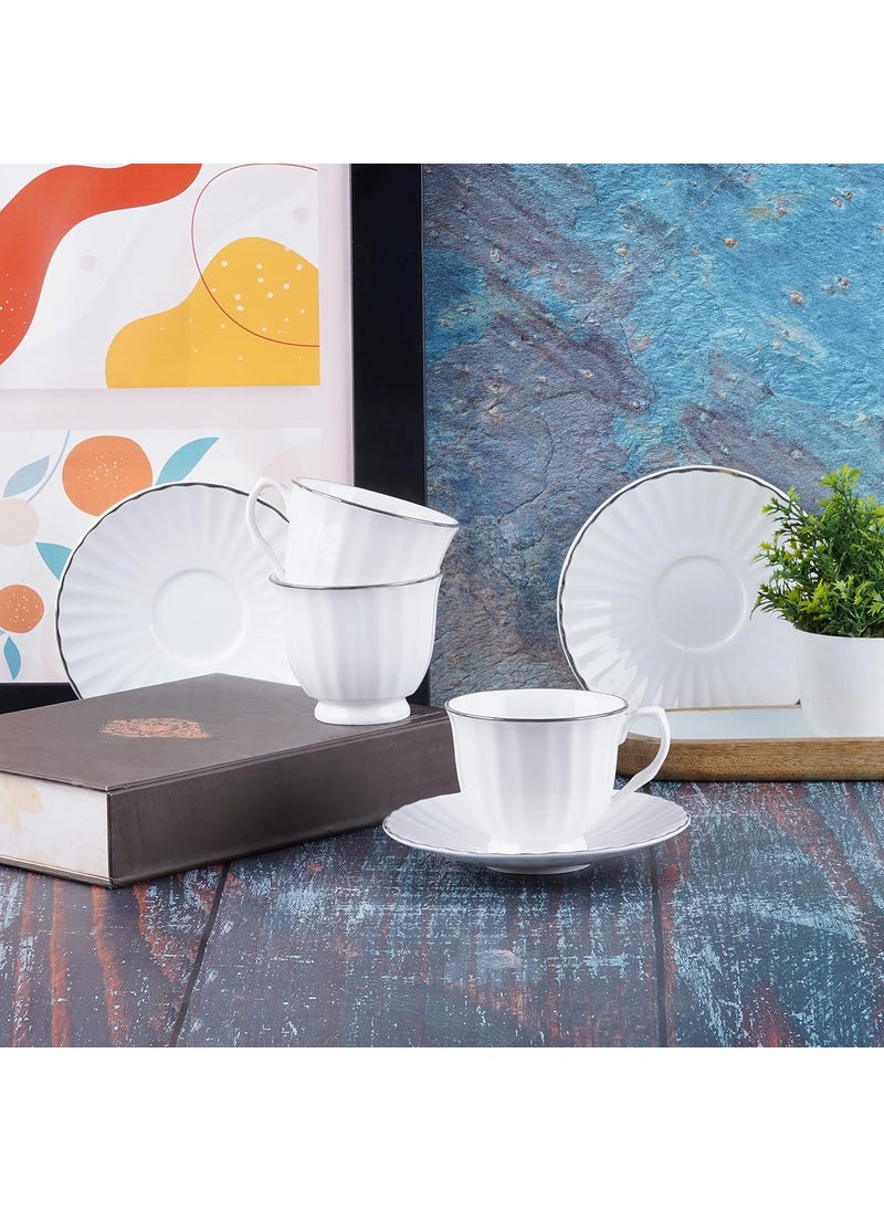 Dandy Lines Classic Cups and Saucers in Platinum 50005 Pack of 12