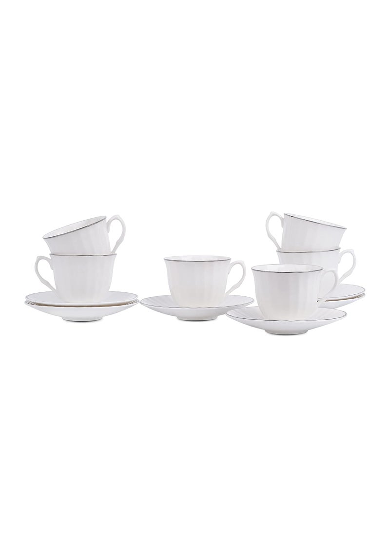 Dandy Lines Classic Cups and Saucers in Platinum 50005 Pack of 12