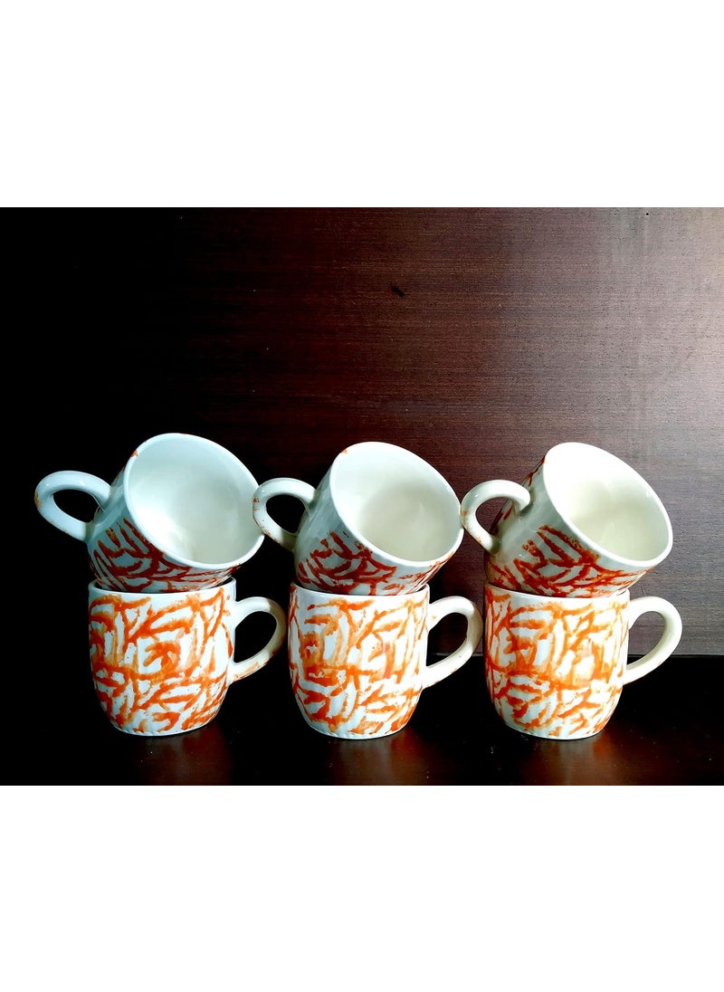 MOODY PANDA Blossom Series Cup Set of 6 Tea Cups Ceramic 150 ml Colorful Cups Orange Cups