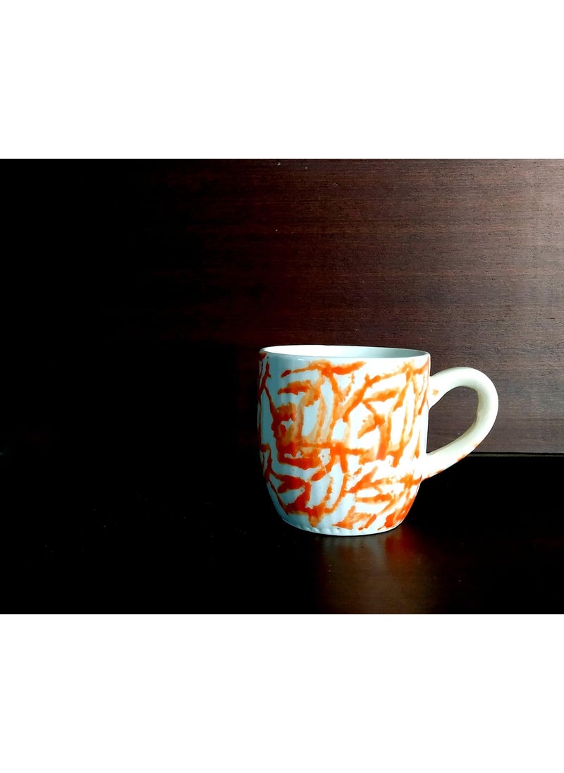 MOODY PANDA Blossom Series Cup Set of 6 Tea Cups Ceramic 150 ml Colorful Cups Orange Cups