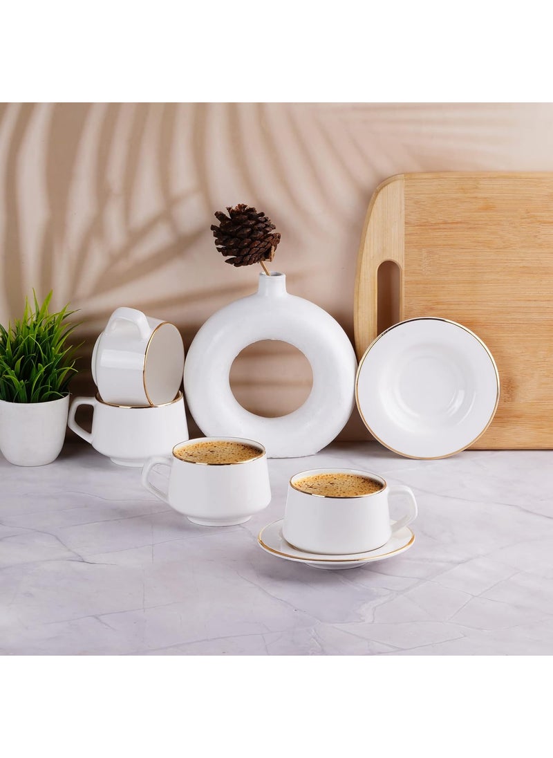 SANA Cups and Saucers with Gold Lines 50029 Pack of 12