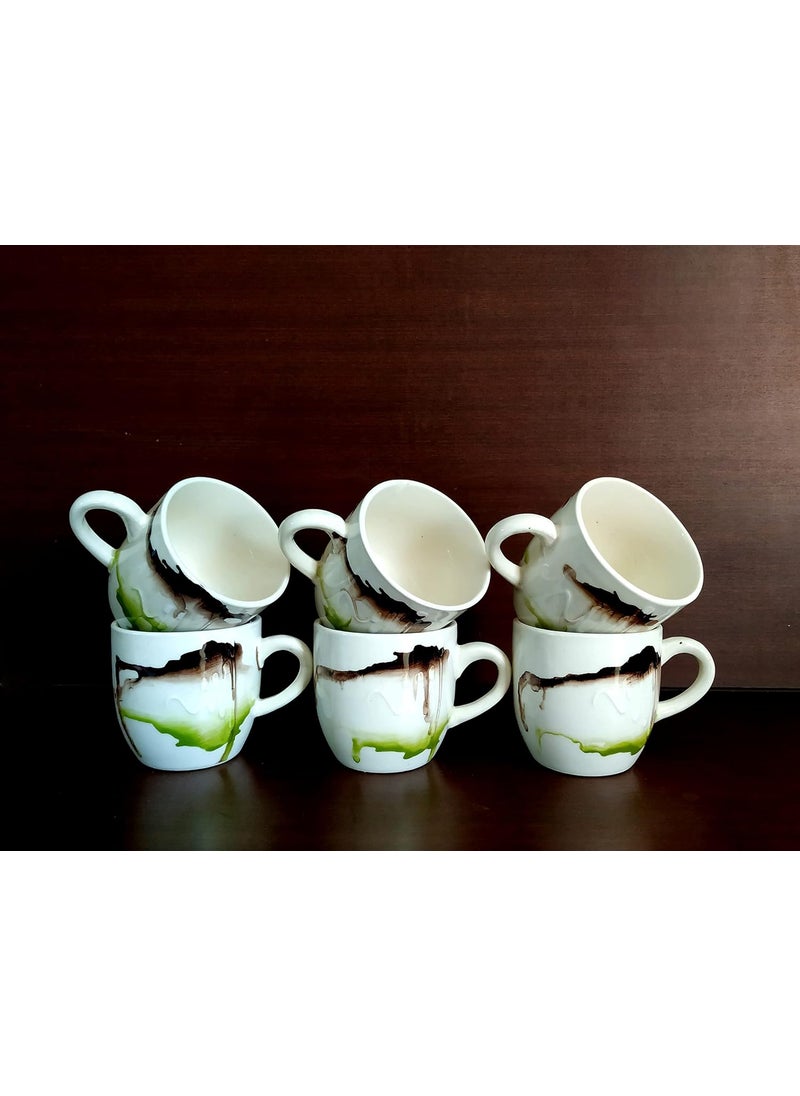 MOODY PANDA Set of 6 Cups Cups Set of 6 Tea Cups Ceramic 150ml Made in India Colorful Cups Handpainted Cups Color Splash