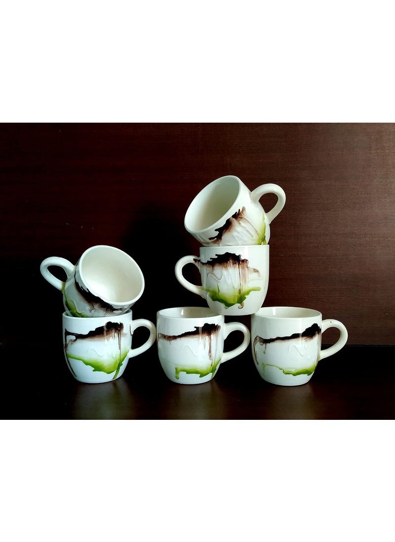 MOODY PANDA Set of 6 Cups Cups Set of 6 Tea Cups Ceramic 150ml Made in India Colorful Cups Handpainted Cups Color Splash