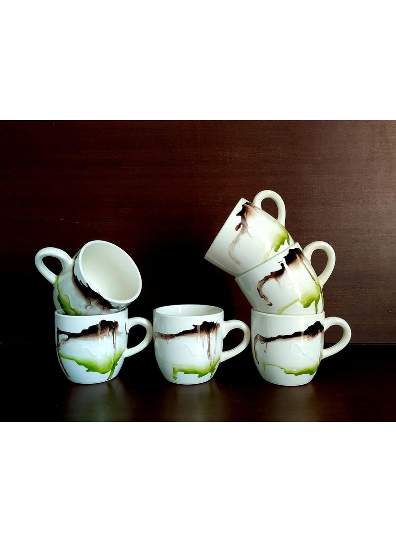 MOODY PANDA Set of 6 Cups Cups Set of 6 Tea Cups Ceramic 150ml Made in India Colorful Cups Handpainted Cups Color Splash