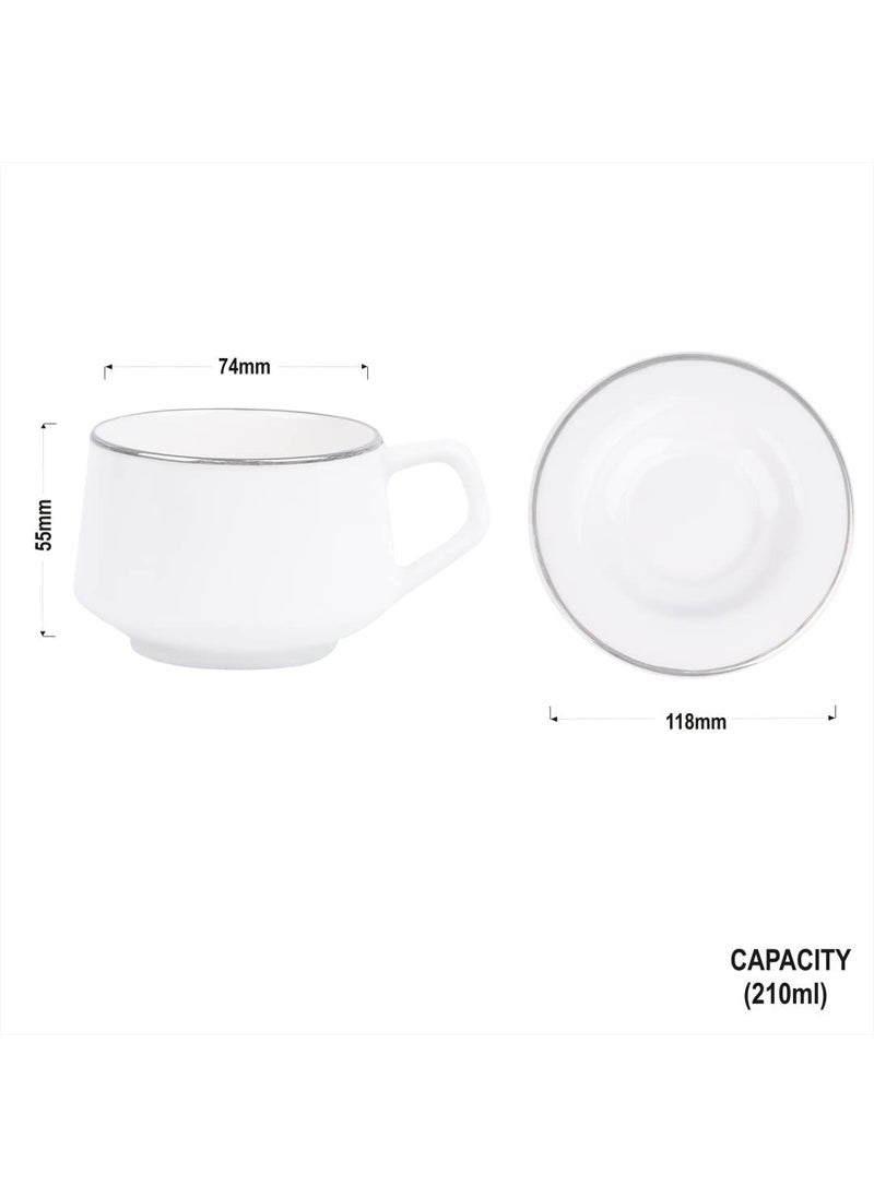Dandy Lines SANA Cups and Saucers with Pure Platinum Line 50030 Pack of 12