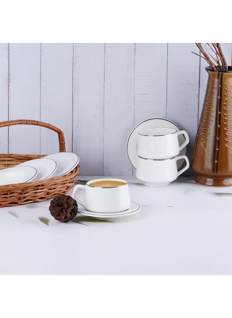 Dandy Lines SANA Cups and Saucers with Pure Platinum Line 50030 Pack of 12