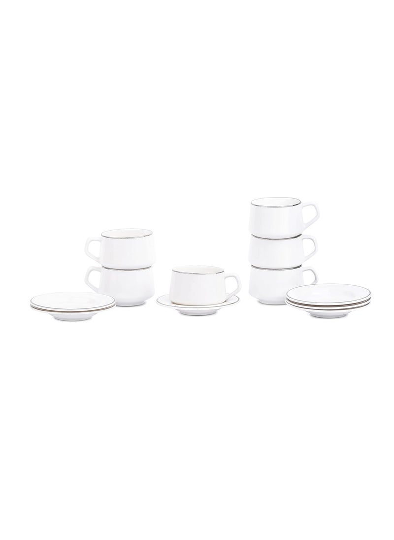 Dandy Lines SANA Cups and Saucers with Pure Platinum Line 50030 Pack of 12