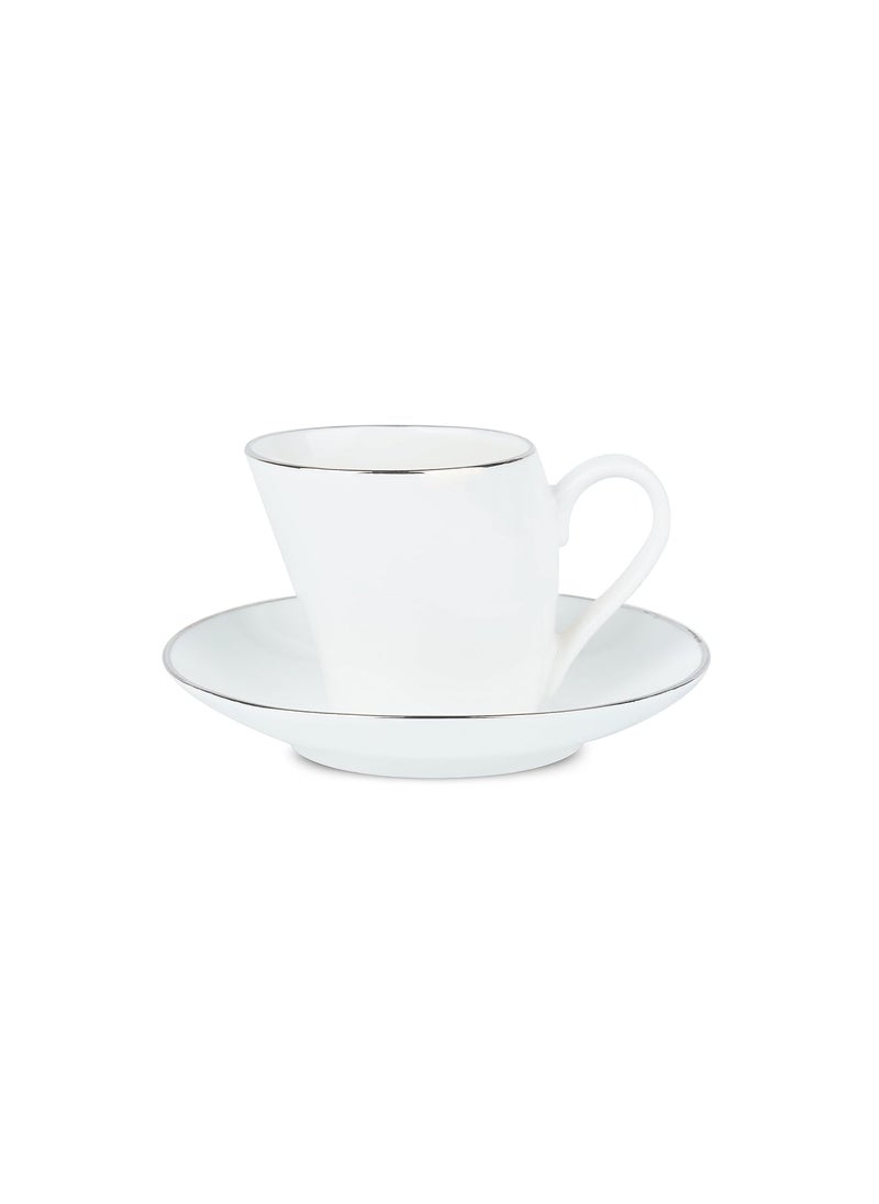 Dandy Lines Lara Platinum Band 50001 Cups and Saucers Tea Cup and Saucer Set Mugs and Saucer Set for Tea CoffeePack of 12